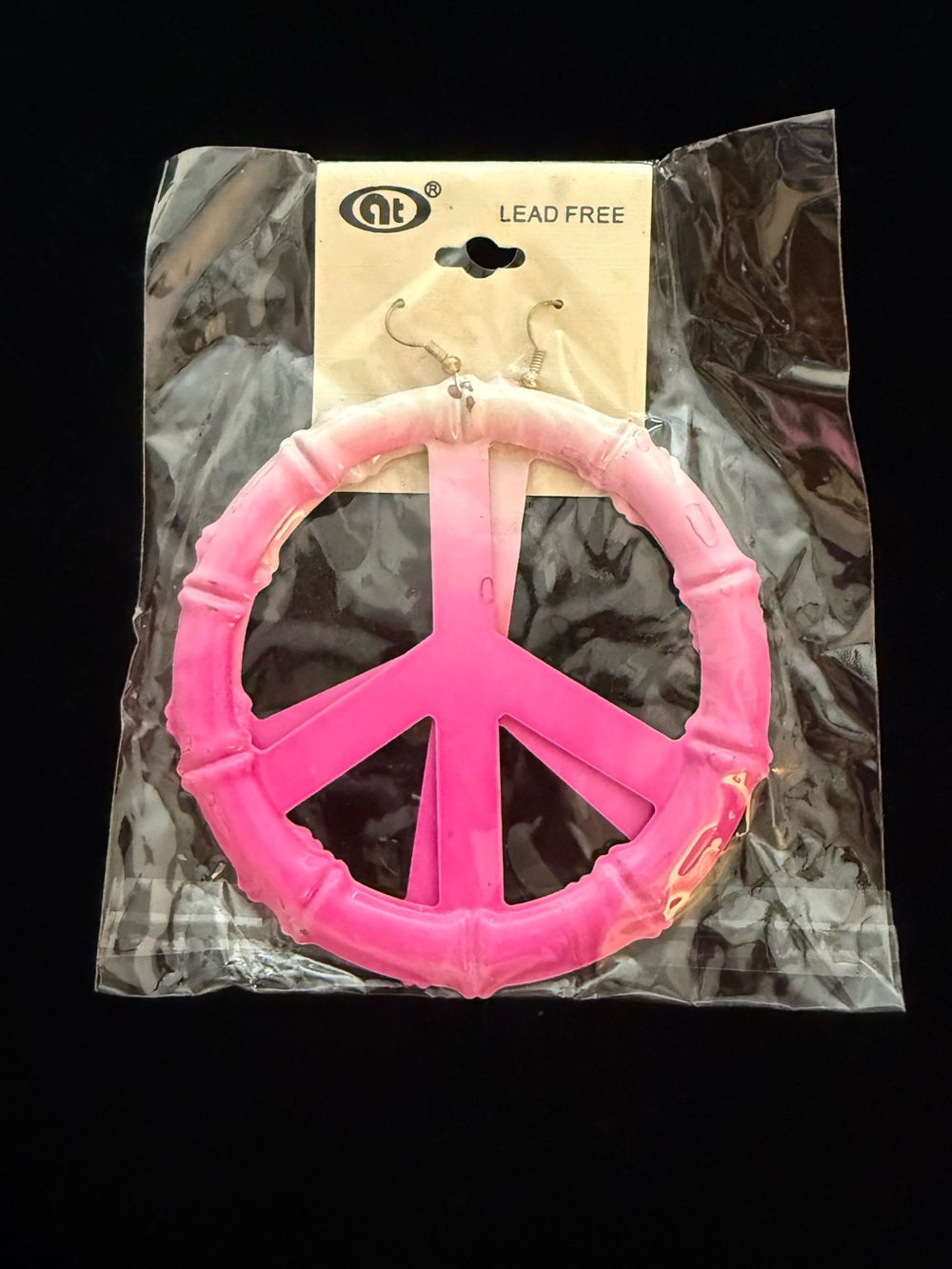 New pink peace sign earrings